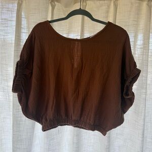 Brown Mocha Magnolia Brand Women's Gauze Crop Top